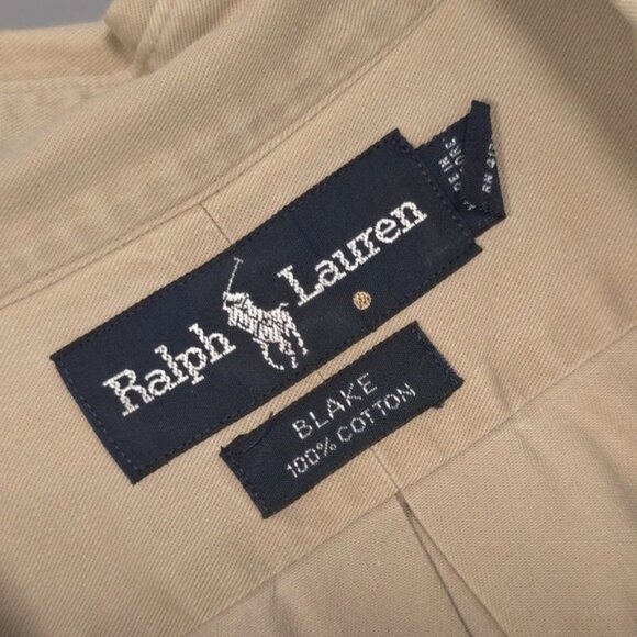 RALPH LAUREN Men's Shirt BLAKE Size XL Vintage SINGAPORE MADE‎ Cotton Tan Brown - Picture 2 of 9